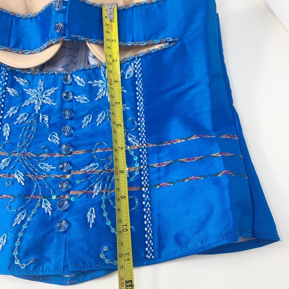 Handmade Royal Blue Beaded Strapless Bustier Corset - Picture 11 of 11